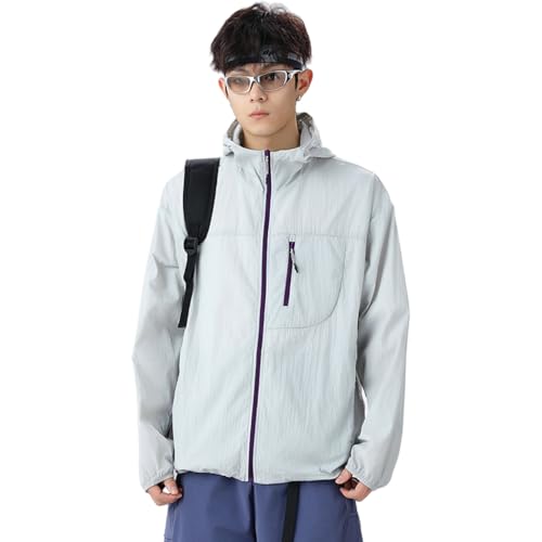 Image of Venzina Men's UPF 50+ Sun Protection Jacket, 4-Way Stretch Quick-Dry Windbreaker with Breathable Mesh & Elastic Cuffs, Sunscreen Jacket for Men - Hiking, Travel
