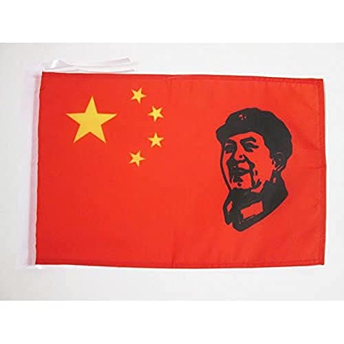 AZ FLAG China with Mao Zedong Flag 18'' x 12'' cords - Chinese Communist SMALL flags 30 x 45cm - Banner 18x12 in
