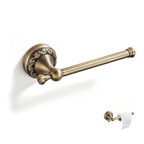 Antique Brass Toilet Paper Holder Wall Mount Vintage Toilet Paper Roll Holder with Decorative Petal Base Heavy Duty Brass Tissue Holder for Classic Rustic Bathroom Decor