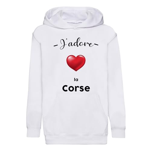 Sweat à capuche enfant J'adore la Corse cadeau souvenir Ajaccio