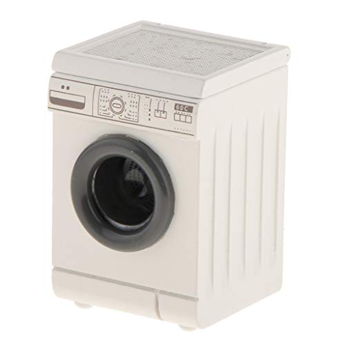 SXFSE Dollhouse Decoration Accessories, 1:12 Dollhouse Miniature Furniture Simulation Household Appliance Model White Drum Washing Machine Accessories for Baby Kids Play Pretend Toy (White)