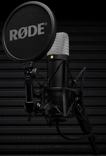 Rode Nt1 5Th Generation Large-Diaphragm Studio Condenser Microphone with XLR and USB Outputs, Shock Mount and Pop Filter for Music Production, Vocal Recording and Podcasting (Black)
