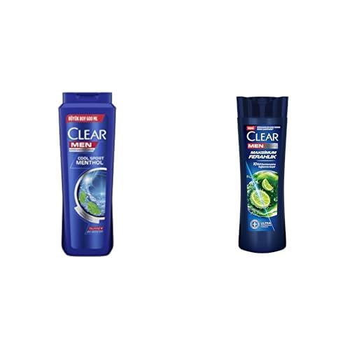 Clear Men Erkek Şampuan Cool Sport Menthol Kepeğe Karşı Etkili 600 ml ve Clear Men Kepeğe Karşı Etkili Şampuan Maksimum Ferahlık 350 ml