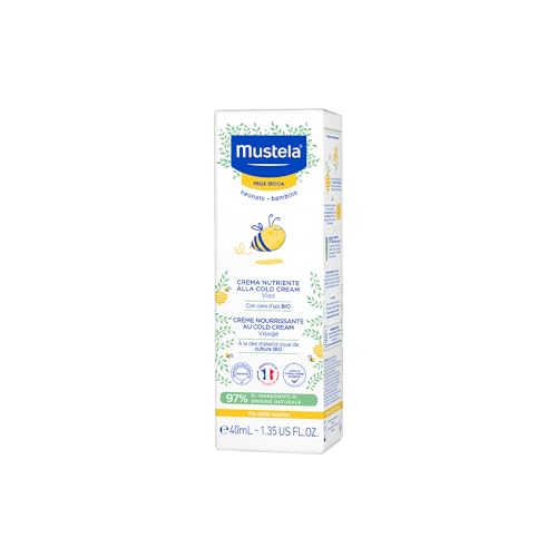 Mustela Crema Facial Nutritiva CC, Cold Cream Natural, Manteca de Karité, Rostro, Bebés y Toda la Familia - Hidratante Diaria, Específica para Pieles Secas, 97% Ingredientes de Origen Natural (40ml)