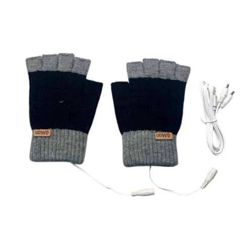 USB Heated Gloves Fingerless Electric Heating for Computer Gaming Office Work Typing Winter Hand Warmers- Black3