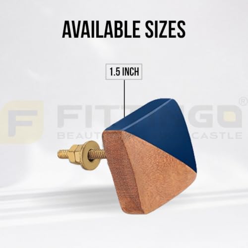 Image of 6 Piece Premium Teak Wood Drawer Knobs for Furniture Cabinets & Cupboards | Modern Design | Colour: Natural Wood, Size: 1.5 Inch-| 3 Years Warranty |