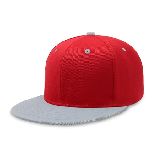 Image of CHOK.LIDS Flat Bill Visor Classic Snapback Hat Blank Adjustable Brim High Top End Trendy Color Style Plain Tone Baseball Cap