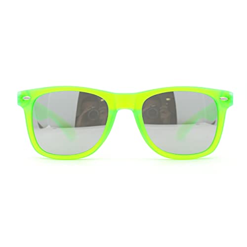 Matte Frost Neon Iconic Hipster Horn Rim Silver Mirror Sunglasses2