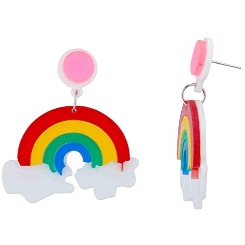 Lux Accessories Halloween Rainbow Novelty Icon Plastic Cosplay Party Costume Hippie Earrings Lux Accessories Halloween Rainbow Novelty Icon Plastic Cosplay Party Costume Hippie Earrings