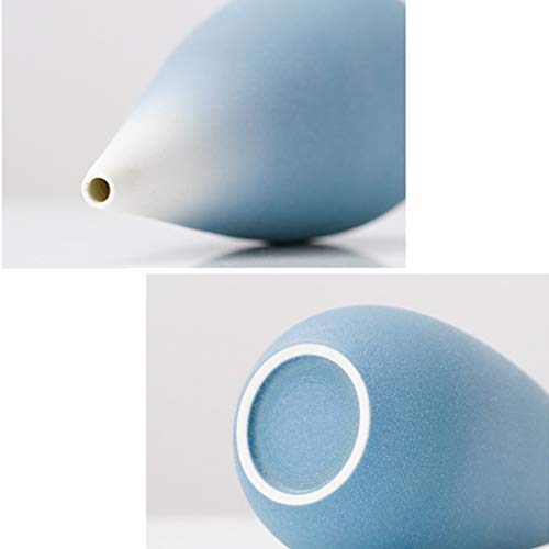 Vase en céramique bleu mat 21cm | Centre de table nordique - 7
