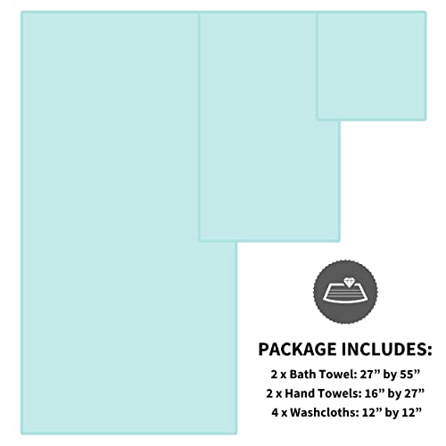 Cosy Family Microfiber 8-Piece Towel Set, 2 Bath Towels, 2 Hand Towels, And 4 Wash Cloths, Ultra Soft Highly Absorbent Towels For Bathroom, Gym, Hotel, Beach And Spa (Frozen Blue) #TOP3