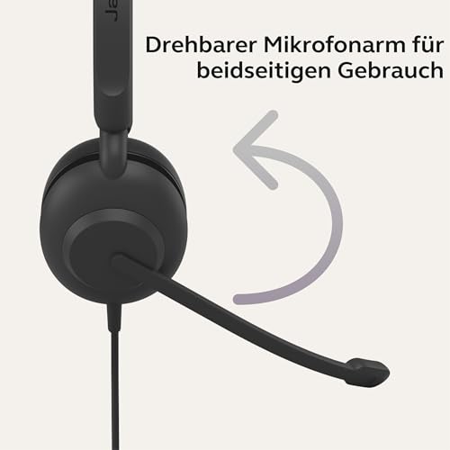 Jabra Evolve 10 Kabelgebundenes Headset mit geräuschunterdrückendem Mikrofon für PC/Laptop - USB-A-Einrichtung - TCO-Zertifiziert - Leichtes Design - Inline-Anruf-/Lautstärkeregler - Schwarz