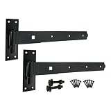 Heavy Duty capannone porta cancello gancio & bande cerniere a gomito & dritto bullone (nero, 5,1 x 45,7 cm cerniera dritta)