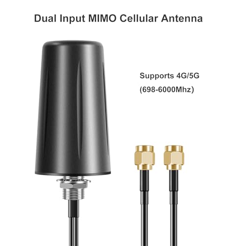 Image of 2x2 MIMO Omnidirectional Low Profile 4G LTE 5G External Antenna SMA Male Connector with 10ft Cable for Boosts Performance of 4G /5G Routers Hotspot Verizon AT&T T-Mobile RV Home Internet