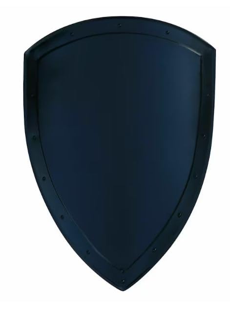 Medieval Arm Functional Historical Replica Solid Black Heater Shield, LARP/Warrior/Cosplay/Halloween/Christmas Costume Gift, Black, 18" Inch