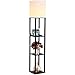 Brightech Maxwell Charger - Shelf Floor Lamp with USB Charging Ports & Electric Outlet - Tall & Narrow Tower Nightstand for Bedroom - Modern, Asian End Table with Light Attached - Black