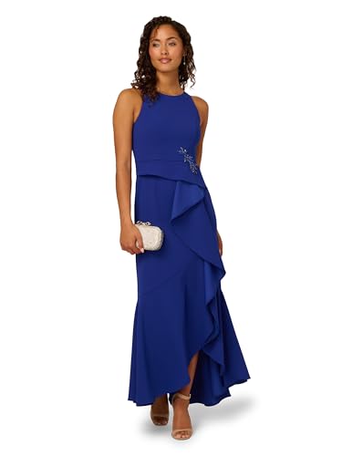 Image of Adrianna Papell Women's Beaded Crepe Halter Gown