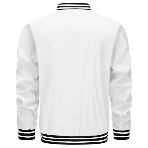 Tacvasen TCTJ-295-202-WHITE-L Men'S Jackets For Fall Bomber Jackets For Men Fashion Windbreaker Jackets For Men Windproof Bomber Jacket Men Baseball Jacket thumb #7