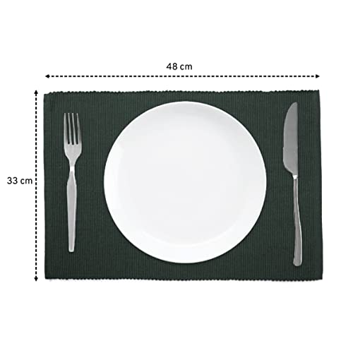 Encasa XO Dining Placemat Set of 6, Dark Green, 48x32 cm (Set of 6) - Image 3