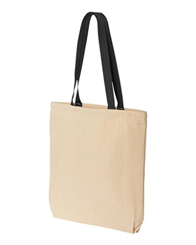 Shop4Ever California Bear Flag Vintage Cotton Canvas Tote Reusable Shopping Bag 10 Oz Natural - Black 1 Pack Colored Handle #TOP2