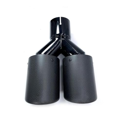 Tuyau d'échappement double embout silencieux voiture carbone mat inox noir 73mm 76mm