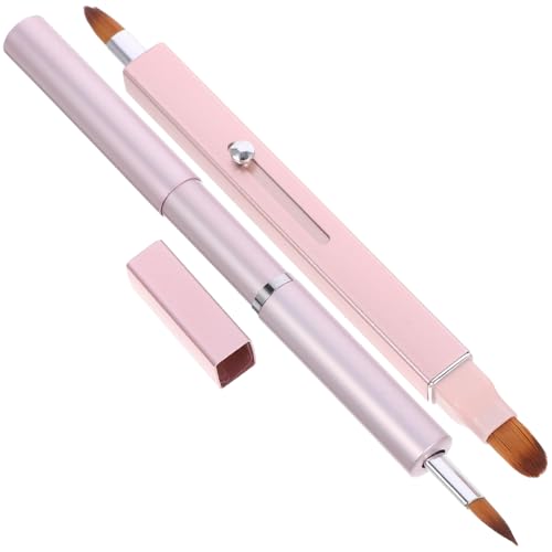 NUSITOU Pincel de Labios Doble Extremo Retráctil 2 Piezas, Varillas Aplicadoras de Lápiz Labial Cerdas Suaves de Nylon, Portátil y Compacto para Maquillaje y Retoques en Viaje Rosa