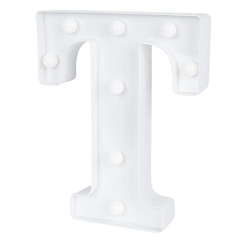 Image of Restaurantware Illumify 6.7 x 1.2 x 8.7 Inch Light Up Letter 1 Durable Marquee LED Light - Letter T Touchproof White Plastic Party Light Keyhole Slot For Parties Weddings Or Special Events