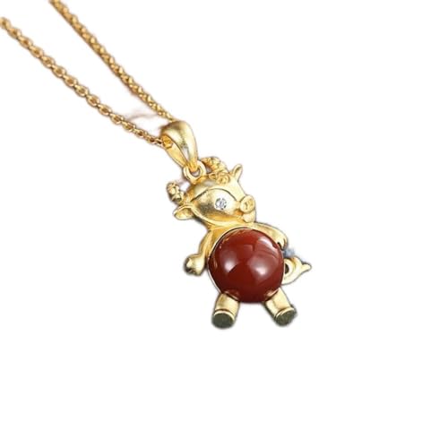 Collier en argent néphrite jade blanc contre le ternissement, pendentif agate bœuf durable