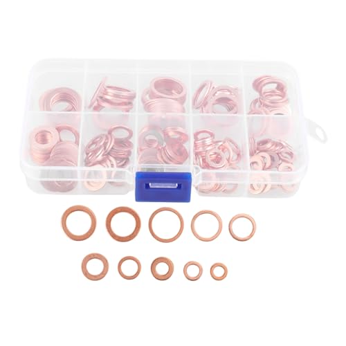 SOLUSTRE 1Set Sealing Washer Assortment Kit Oil Drain Plug Gaskets for Durable Ring Design for Automotive and Plumbing Applications Leak Performance