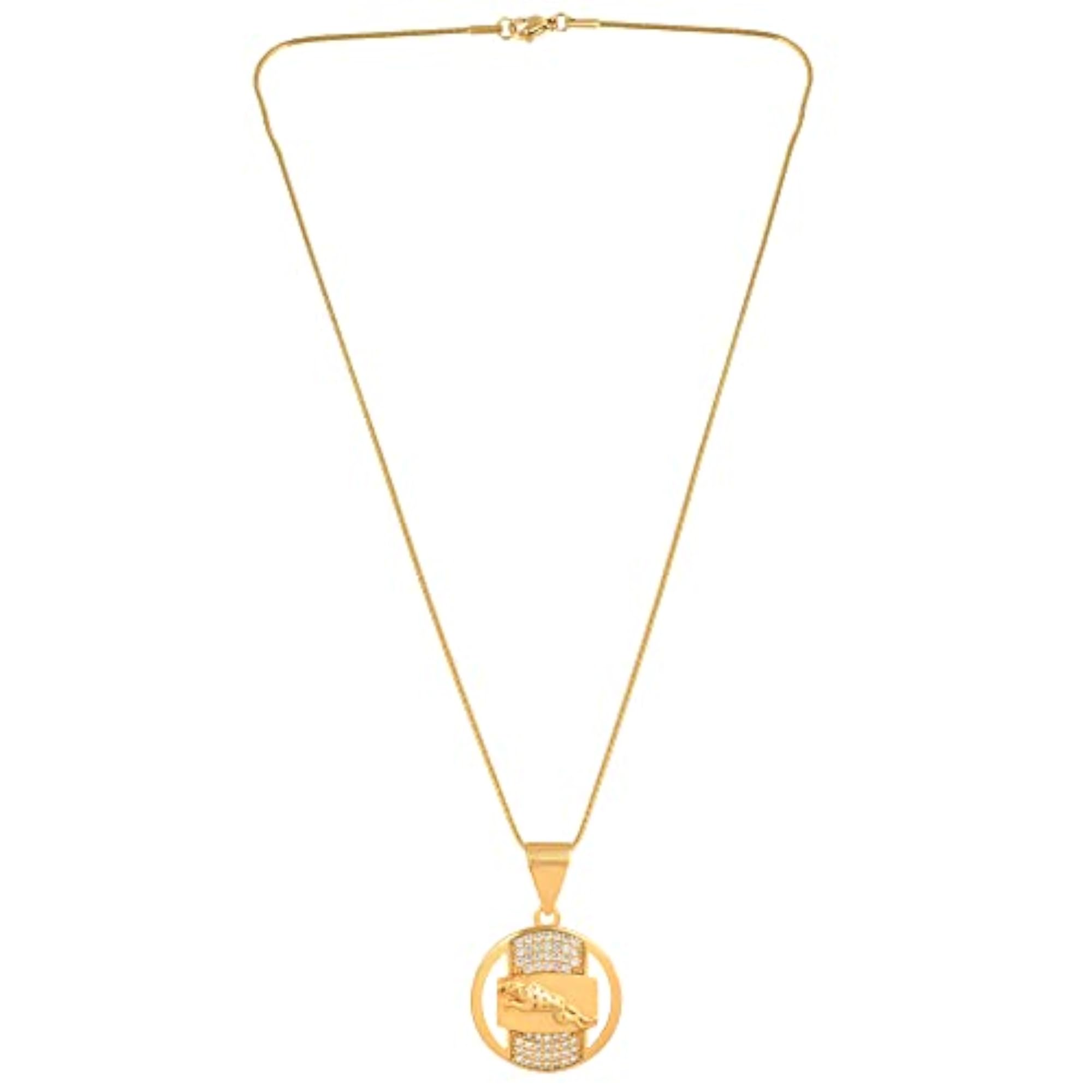 18K Solid Gold Plated Jaguar Diamond Pendant, Stylish Gift