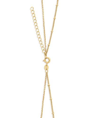 Amazon Essentials 14K Gold Plated Polished Disc And Beaded Chain 2 Row Layer Necklace, Yellow Gold #TOP4