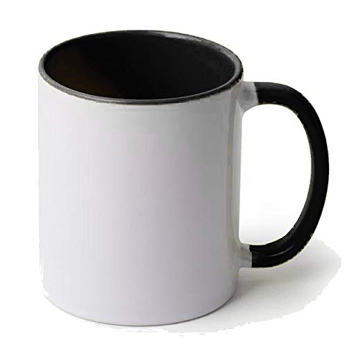 Tazas de cerámica con Interior y asa de Color Calidad (A) | Ideales para ser Impresas Mediante la sublimación | Material de Calidad (A) | Color Negro