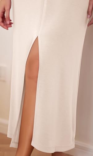 Image of ODODOS Modal Soft Front Split Midi Dress for Women, V Neck Sleeveless Casual Summer Tank Dress