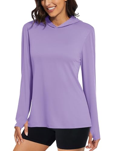 MAGCOMSEN Women's UPF 50+ Sun Protection Hoodie – Long Sleeve Workout Top