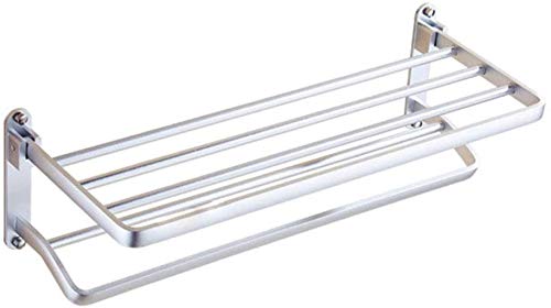 GLETSF Universal Towel Rack Space Aluminum Bathroom Simple Double-Layer Double Rod Folding Bracket Storage Rod Movable Bath Towel Rack Bathroom Storage Rack Wall-Mounted/B