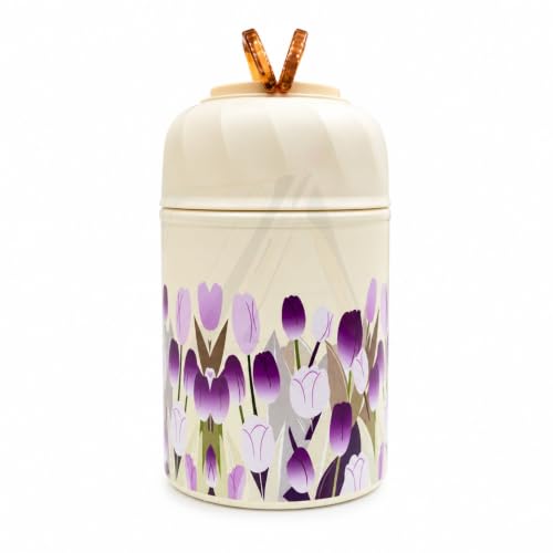 Image of Insulated Stainless Steel 1060ml Lunch Box with 350ml Tumbler | Leakproof Hot Cold Food Container | BPA-Free Cute Tiffin Box for Kids, School, Office, Travel, Picnic (Purple Tulip Floral)