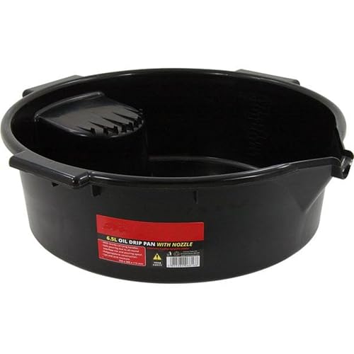 Gear Gem 6.5L Oil Pan with Nozzle and Carrying Handle - Acid and Lye Resistant Oil Drainer for Easy Fluid Changes - Durable Drain Pan for Professional and Home Use