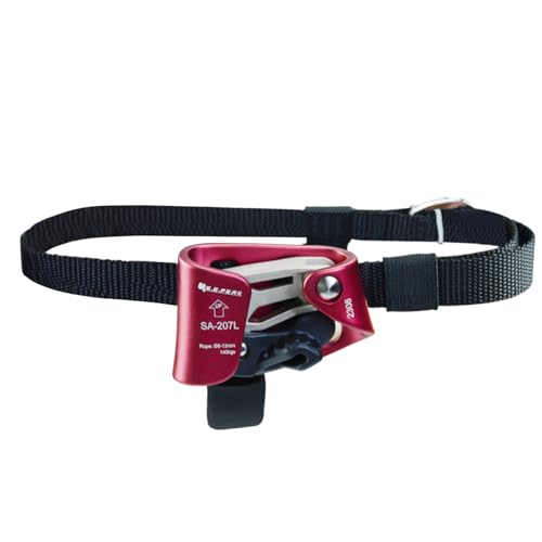 S.E.PEAK Foot Ascender Upgraded Foot Riser 140kgs Strong Rappelling Gear Equipment for Rock Climbing Tree Arborist Climbing Rescue Caving Mountaineering 8~13MM Rope Left Foot 4kN Red