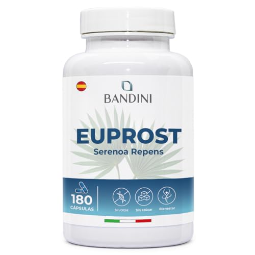 Bandini® Euprost Saw Palmetto | 180 Cápsulas de Serenoa Repens con Semillas de Calabaza, Ortiga, Zinc, Vitamina D3 y Vitamina B6 | Salud Vías Urinarias para Hombres | Palma enana Alta pureza | 6 Meses