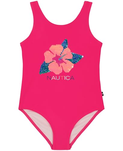 Image of Nautica Girls One-Piece Swimsuit with UPF 50+ Sun Protection, Quick Drying Bathing Suit