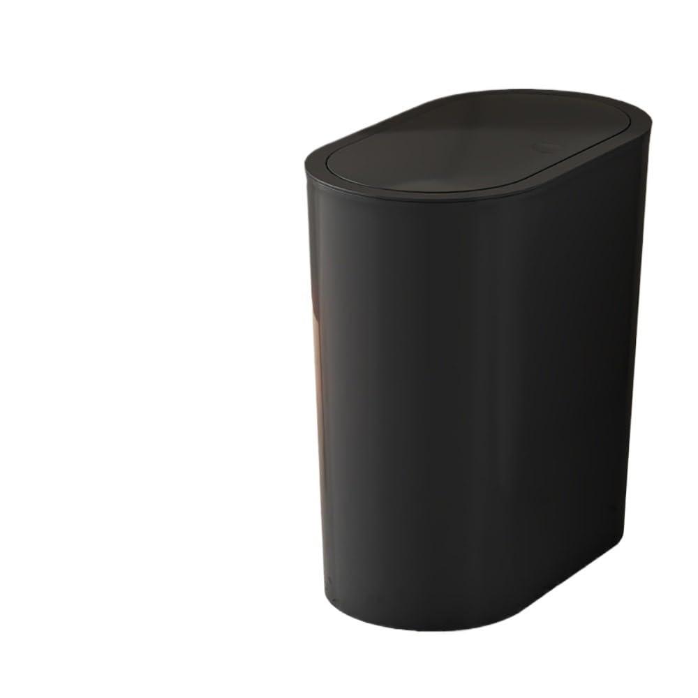Space-Saving Trash Can for Small Spaces, Curved Design & Compact, Multi-Scene Use(High Grade Gray)