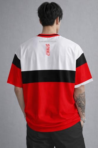 Image of Men's Polyester Oversize Printed T-Shirt, Color Block, Round Neck, Regular Fit, Urban Streetwear Theme