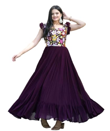 Image of Women's Floral Printed Stylish Georgette Anarkali Gown for Women.