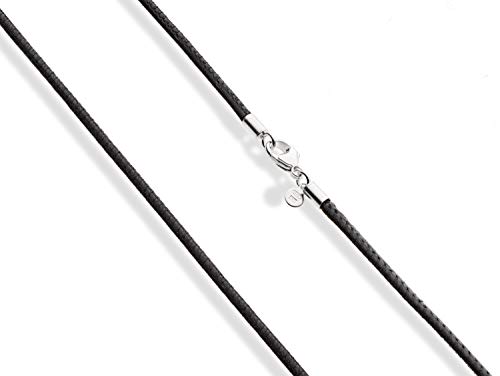 Miabella Genuine 2mm Black or Brown Italian Leather Cord Chain Necklace for Men Women with 925 Sterling Silver Clasp Made in Italy2