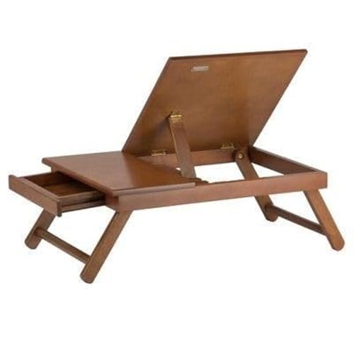 Image of Wooden Finish Standard Multi-Purpose Foldable Portable Bed Table (Brown), 53 cm , 30 cm