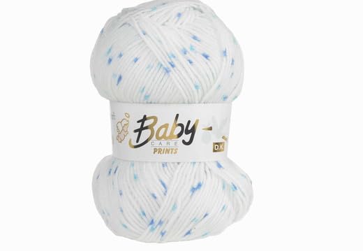 WoolCraft Baby Care Spot Print DK Knitting & Crochet Yarn, Great Value Baby Yarn Available in a Selection of Printed Shades, 100% Acrylic, 300 Metres, 100g Balls, Single Ball, Polka Dot