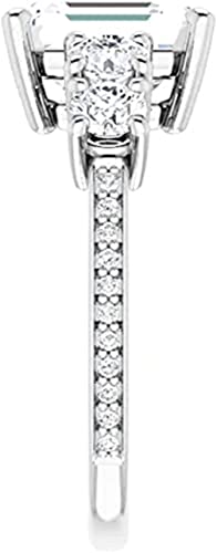 Moissanite World 4 Ct Emerald Cut Colorless Moissanite Engagement Ring, Wedding/Bridal Ring Set Solitaire Classic Halo Solid Sterling Silver Vintage Antique Anniversary (8.5) #TOP4