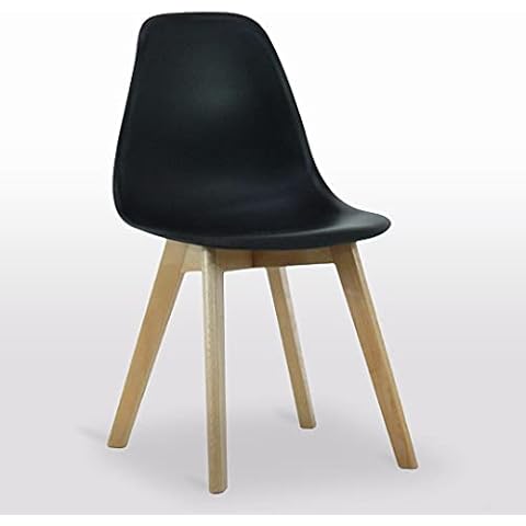 Life Interiors Plastic Shell Rico Retro Dining Chair, Black Cover
