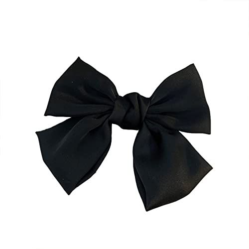 Hair Bow Clips For Women Girls Satin Ribbon Hair Clip For Teen Girls French Barrettes Black Hair Bows For Women Large Bowknot Hair Clip #TOP6