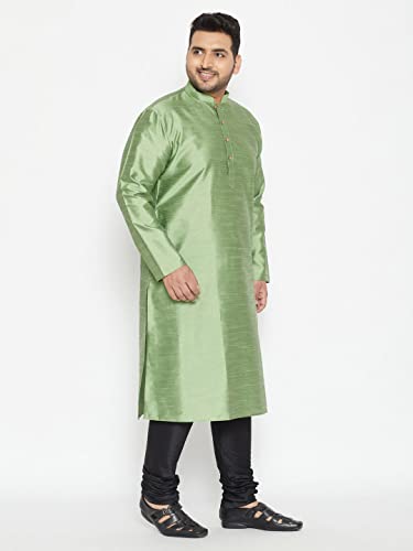 Image of Vastramay Plus Men's White Silk Blend Kurta Pyjama Set VPLUSMKWH001nPBL 44 | Independence Day
